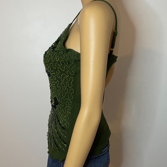 Y2K gorgeous emerald beaded camisole with layers! - Picture 6 of 11
